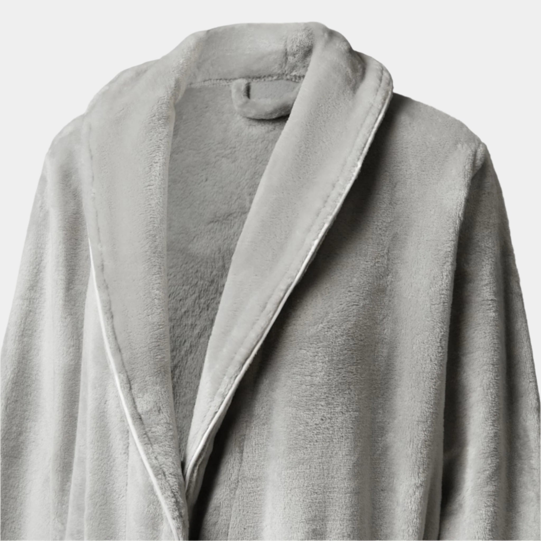 Brogo Luxe Bathrobe Dove - White Piping