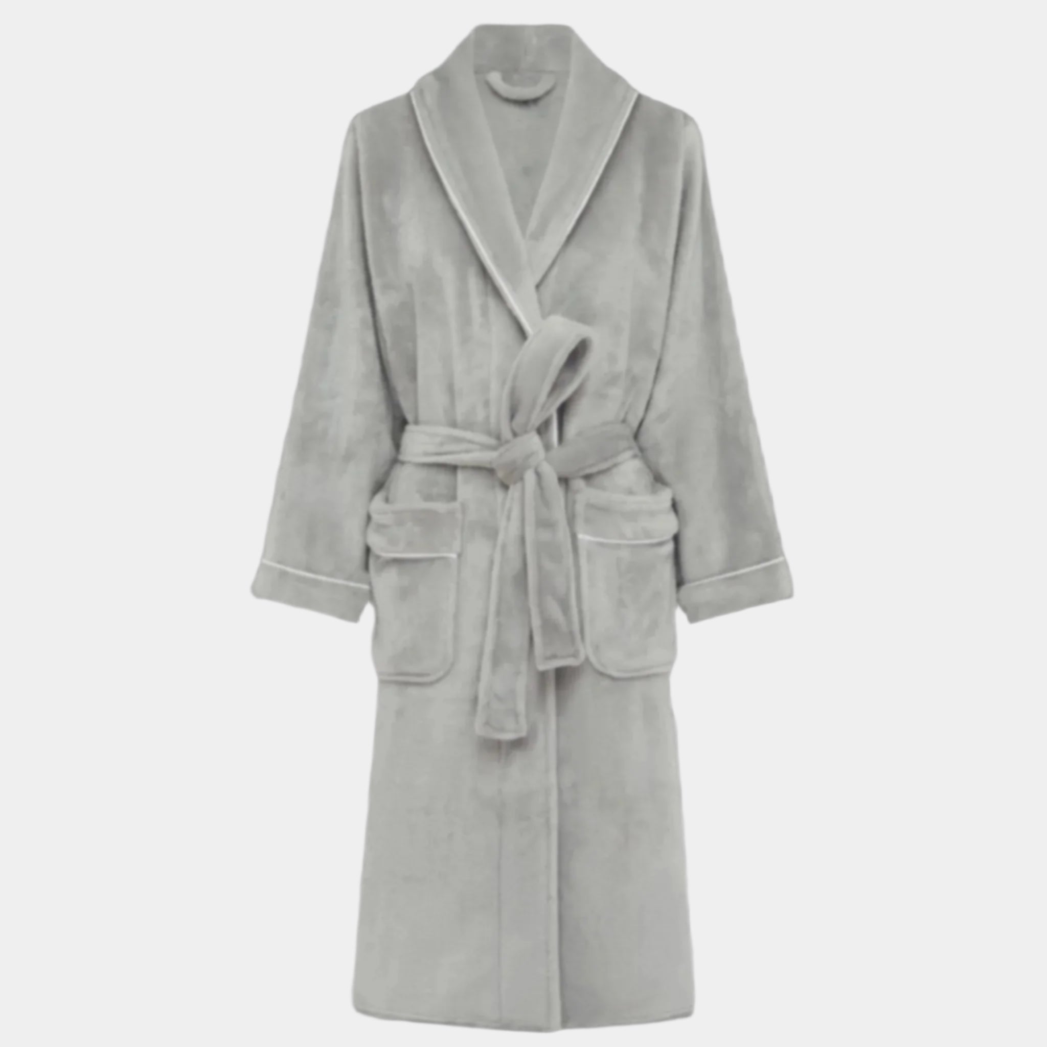 Brogo Luxe Bathrobe Dove - White Piping