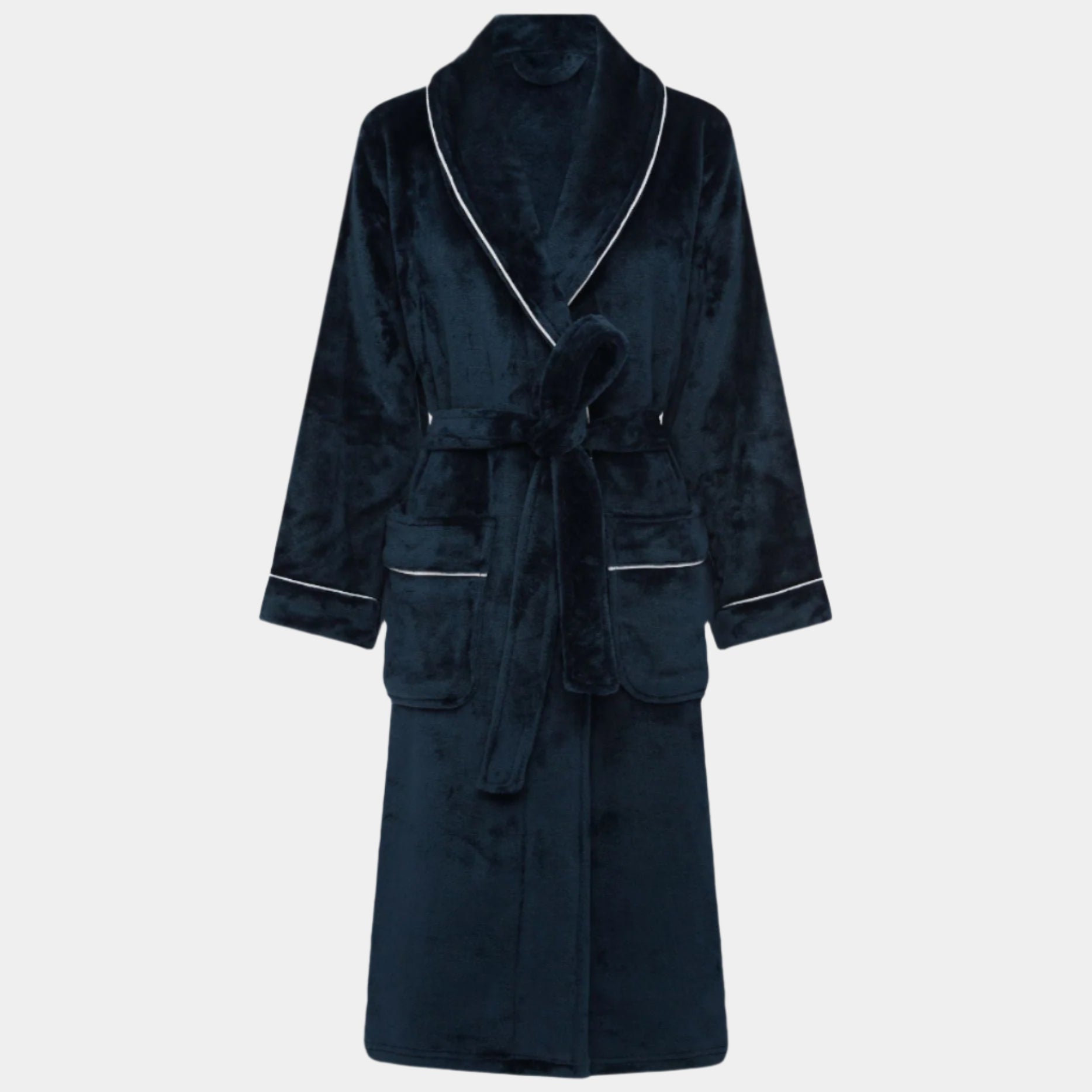Brogo Luxe Bathrobe Ink - White Piping | It is Extremely Sophisticated