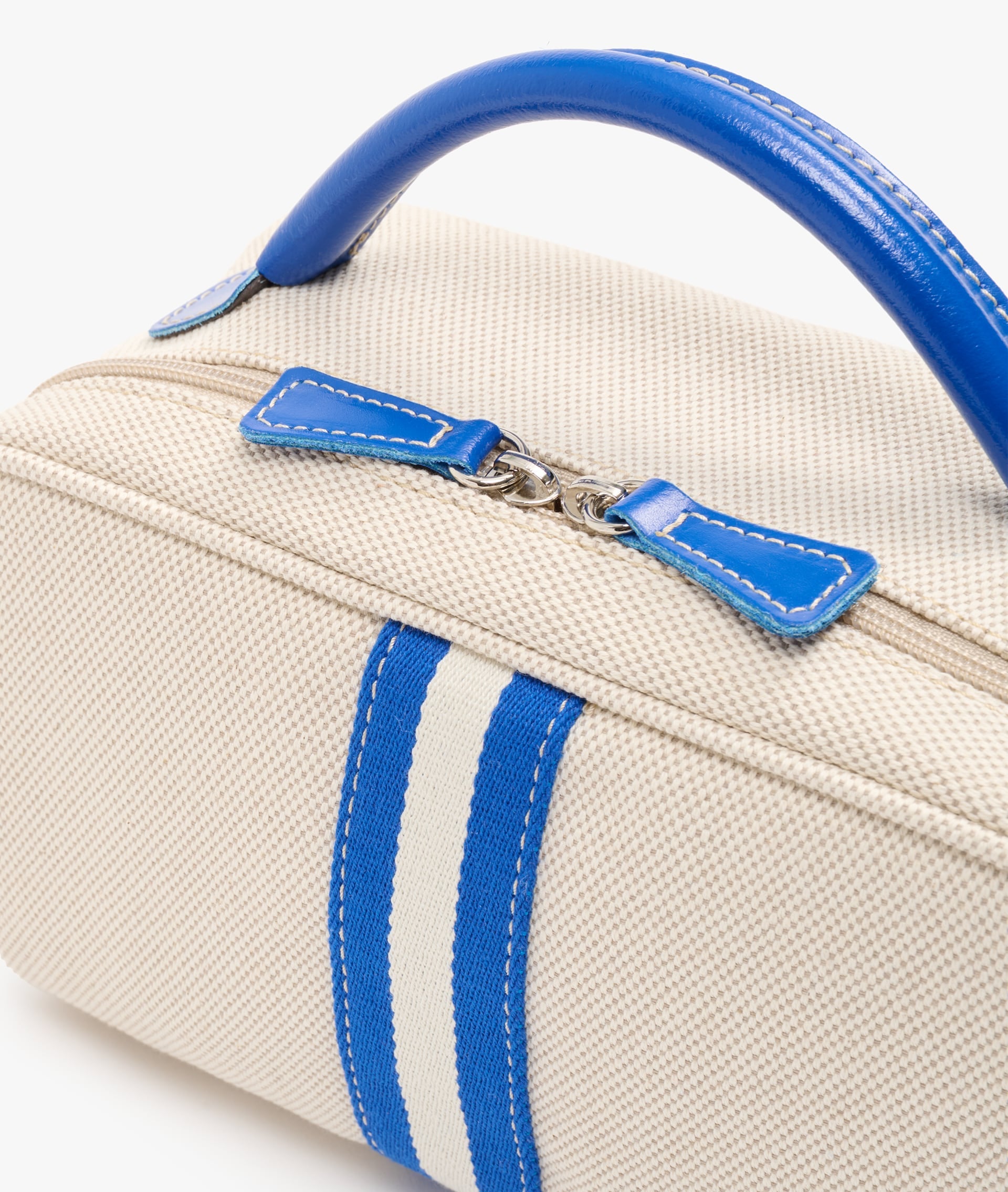 My Style Bags Berkeley Positano Cosmetic Bag Natural with Blue Stripes