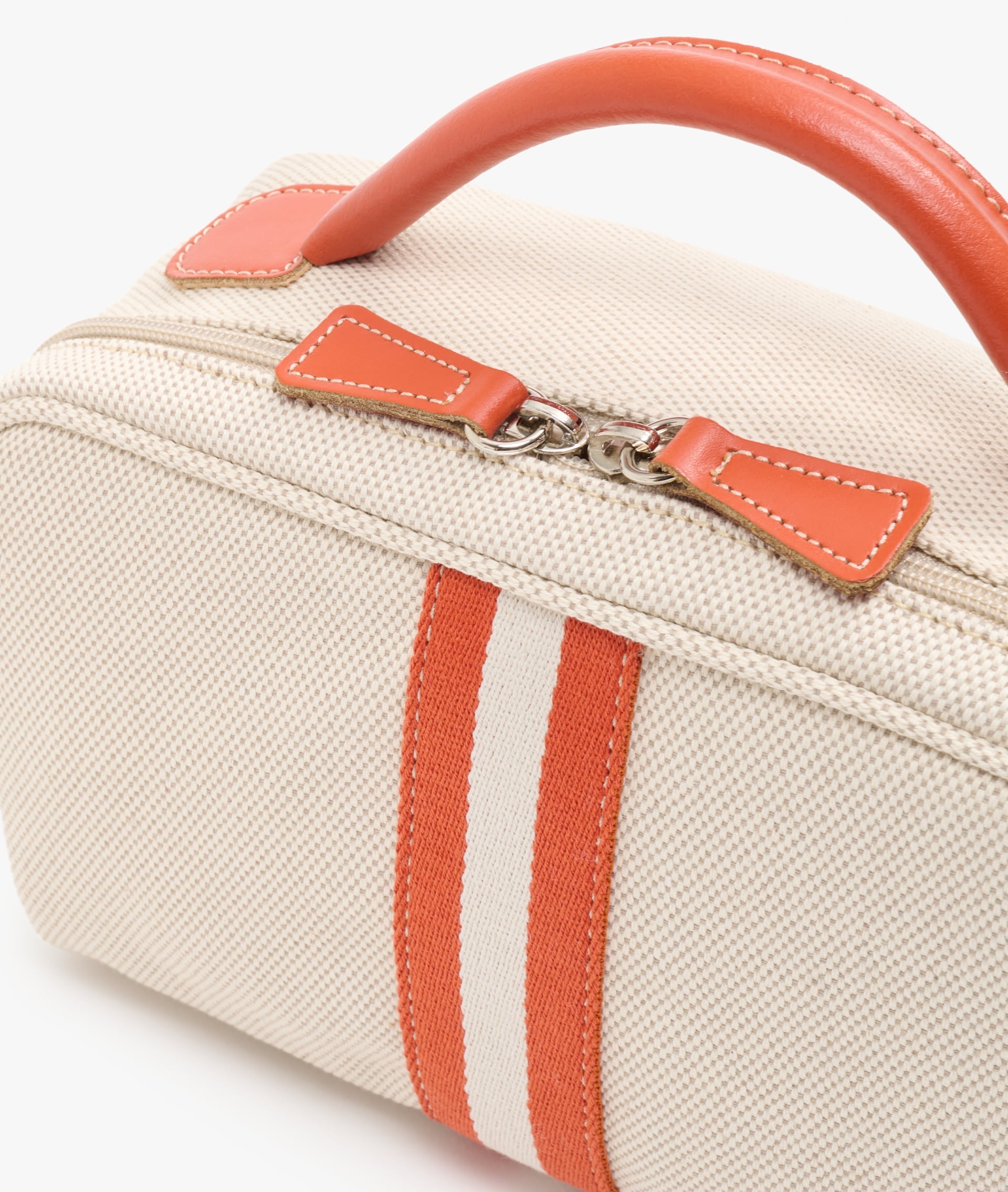 My Style Bags Berkeley Positano Cosmetic Bag Natural with Orange Stripes