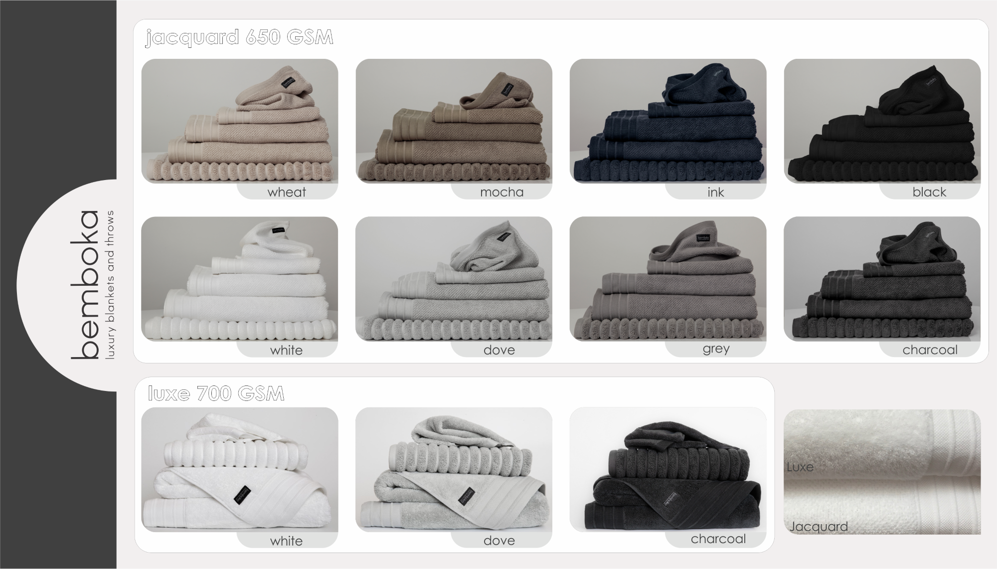Bemboka Pure Cotton Hand Towel - Jacquard Ink