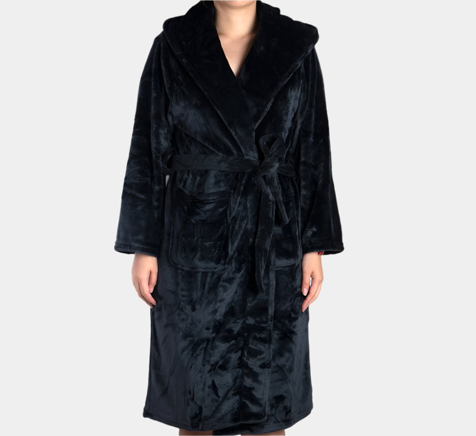 Brogo Bathrobe Brogo Microfiber Supersoft Hooded Bathrobe Charcoal S/M Brand