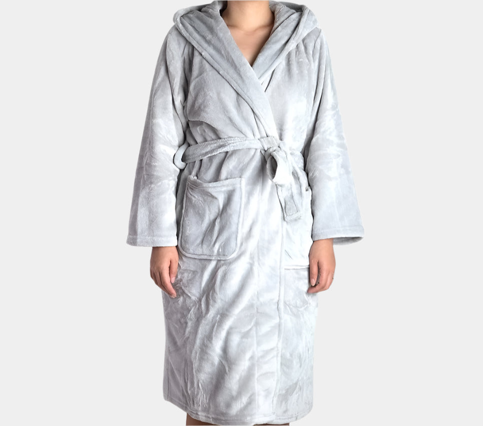 Brogo Bathrobe Brogo Microfiber Supersoft Hooded Bathrobe Dove S/M Brand