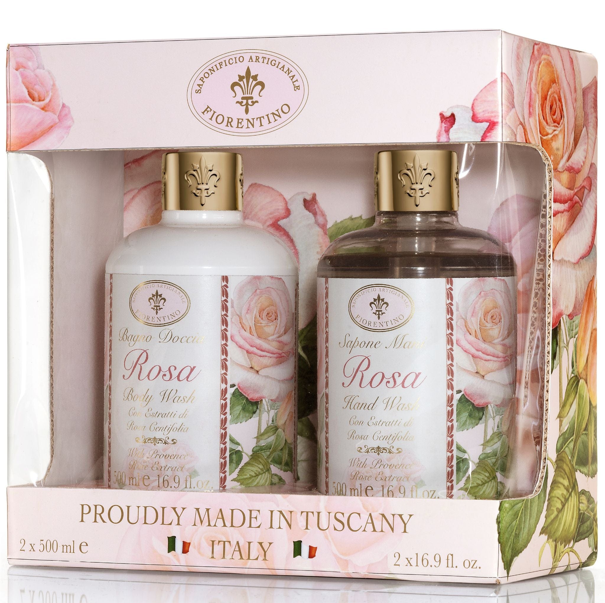 Rose Body & Hand Wash 2x500ml Luxury Soap Set