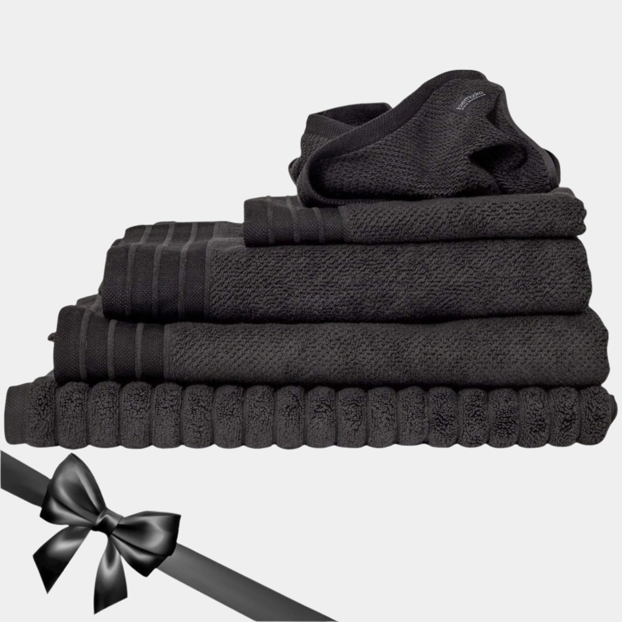 Bemboka Towelling Bemboka Towelling Pure Cotton Complete Set of Bath Sheets - Jacquard Charcoal Brand