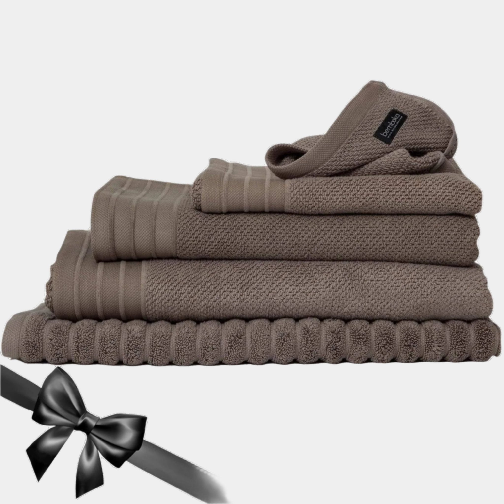 Bemboka Towelling Bemboka Towelling Pure Cotton Complete Set of Bath Sheets - Jacquard Mocha Brand