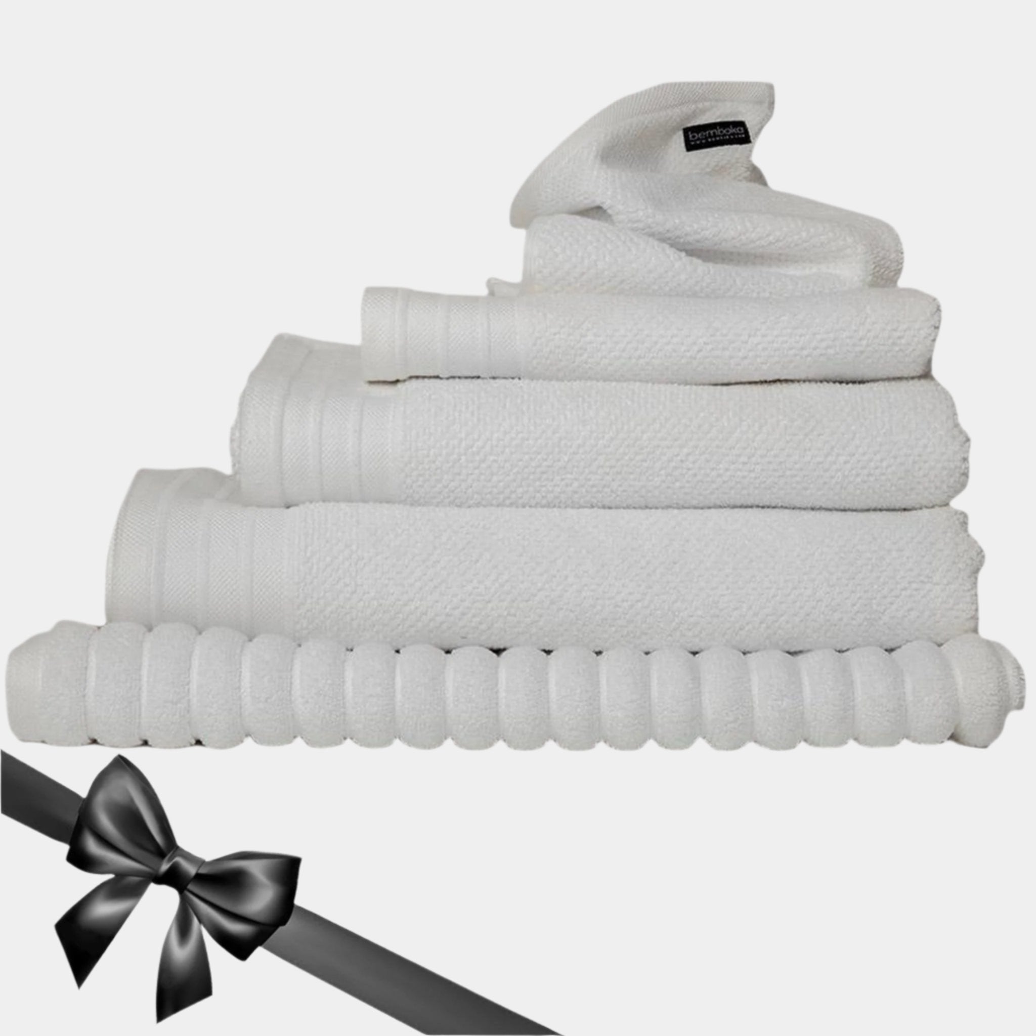 Bemboka Towelling Bemboka Towelling Pure Cotton Complete Set of Bath Sheets - Jacquard White Brand