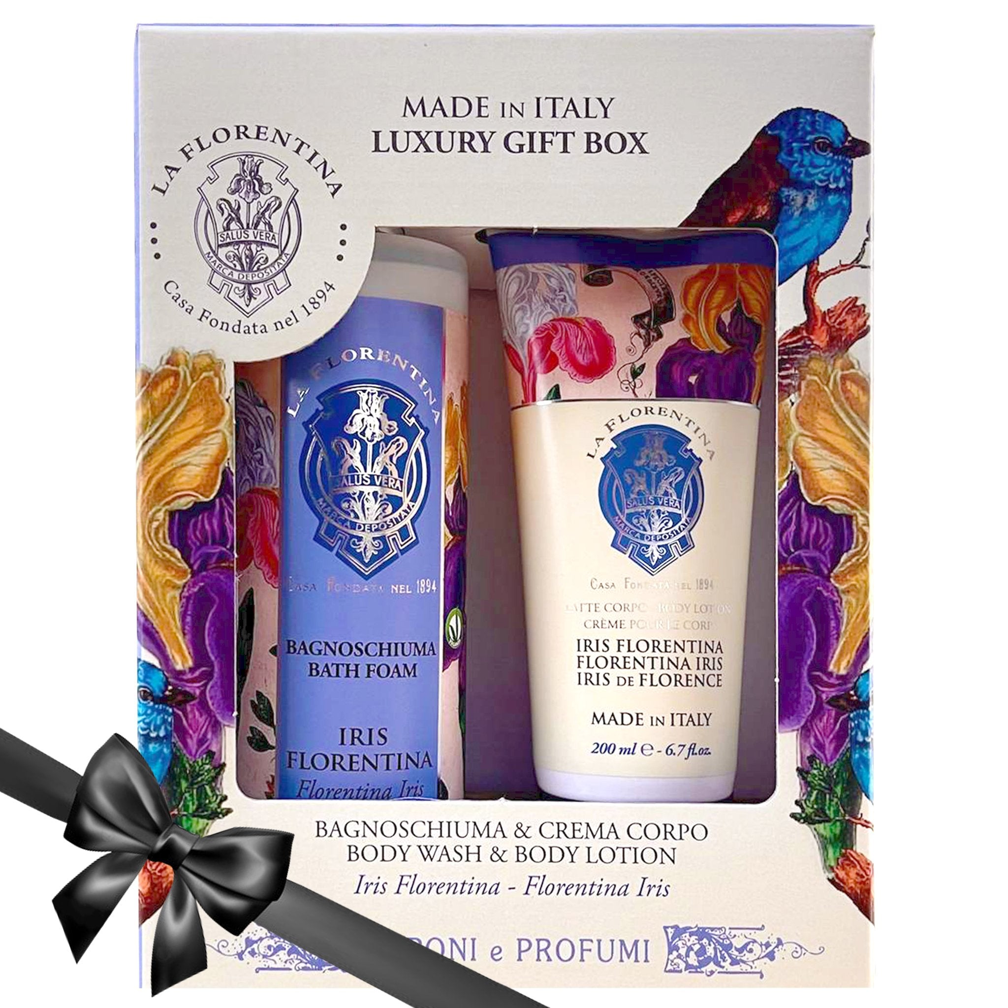 Gift Set La Florentina Bath Foam 500ml- 200ml Body Lotion Iris