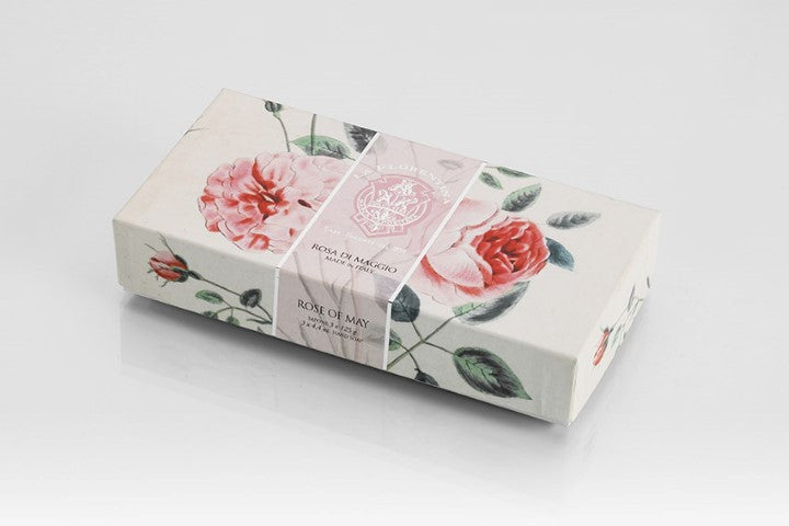 La Florentina Italian Soap Rose of May Natural Tuscan 150g 3 Bars