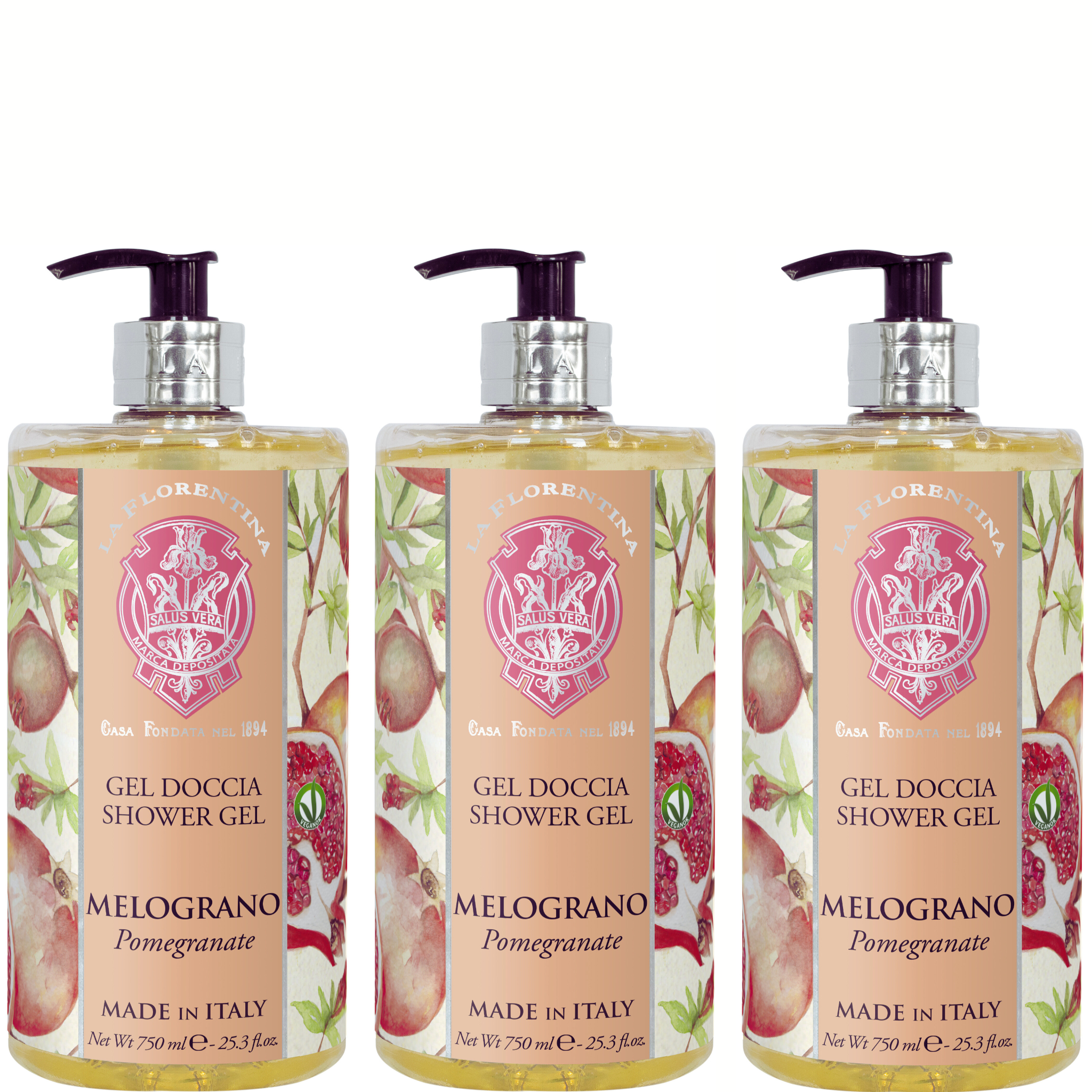 La Florentina Pomegranate Shower Gel 750ml Set of 3pcs