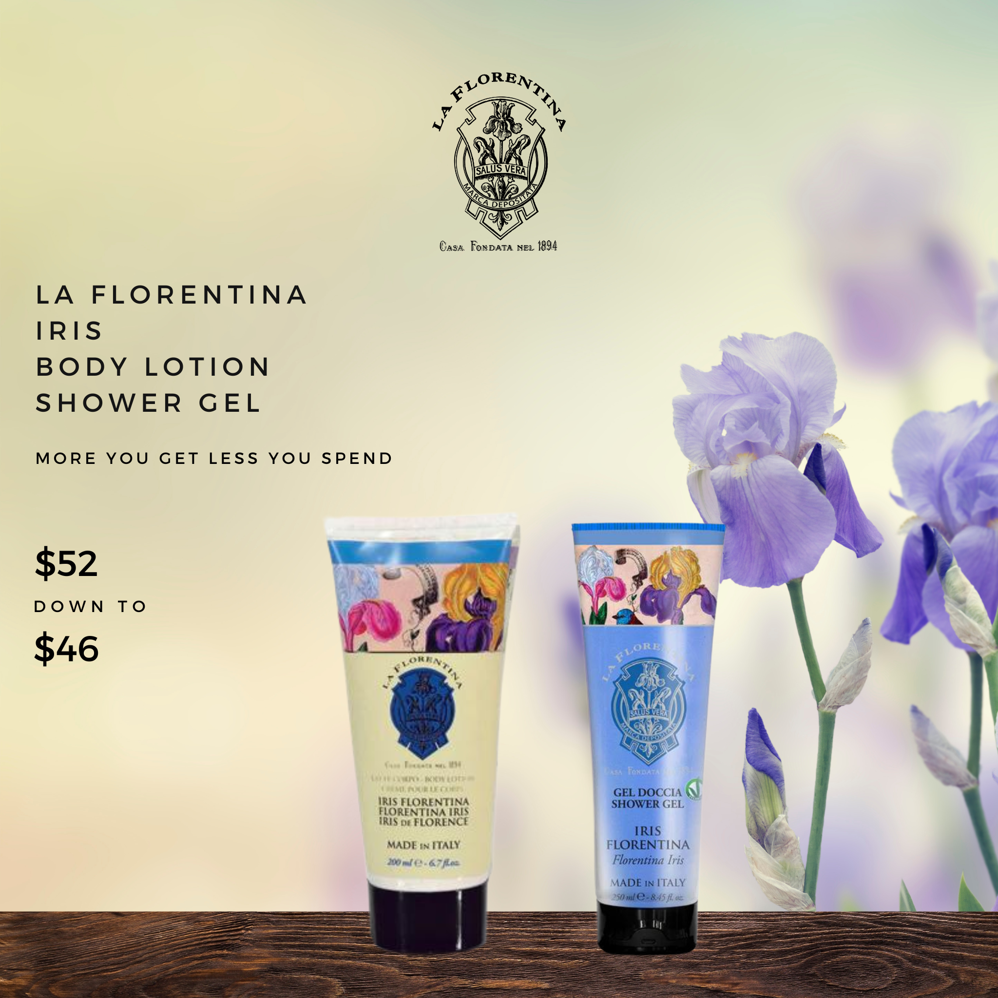 La Florentina Iris Body Lotion and Shower Gel Set