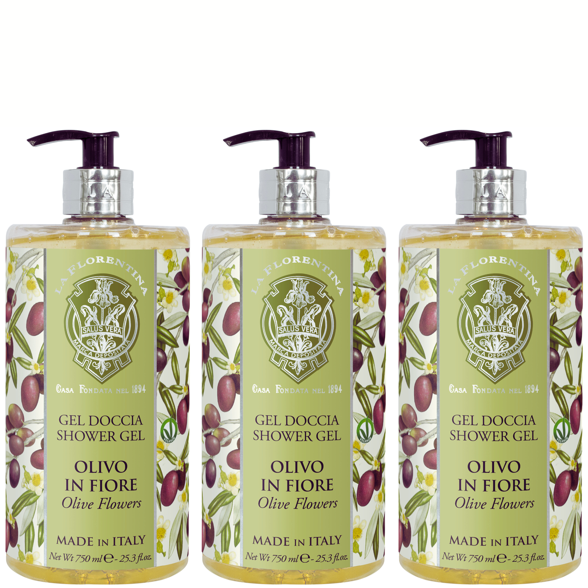 La Florentina Olive Flower Shower Gel 750ml Set of 3pcs