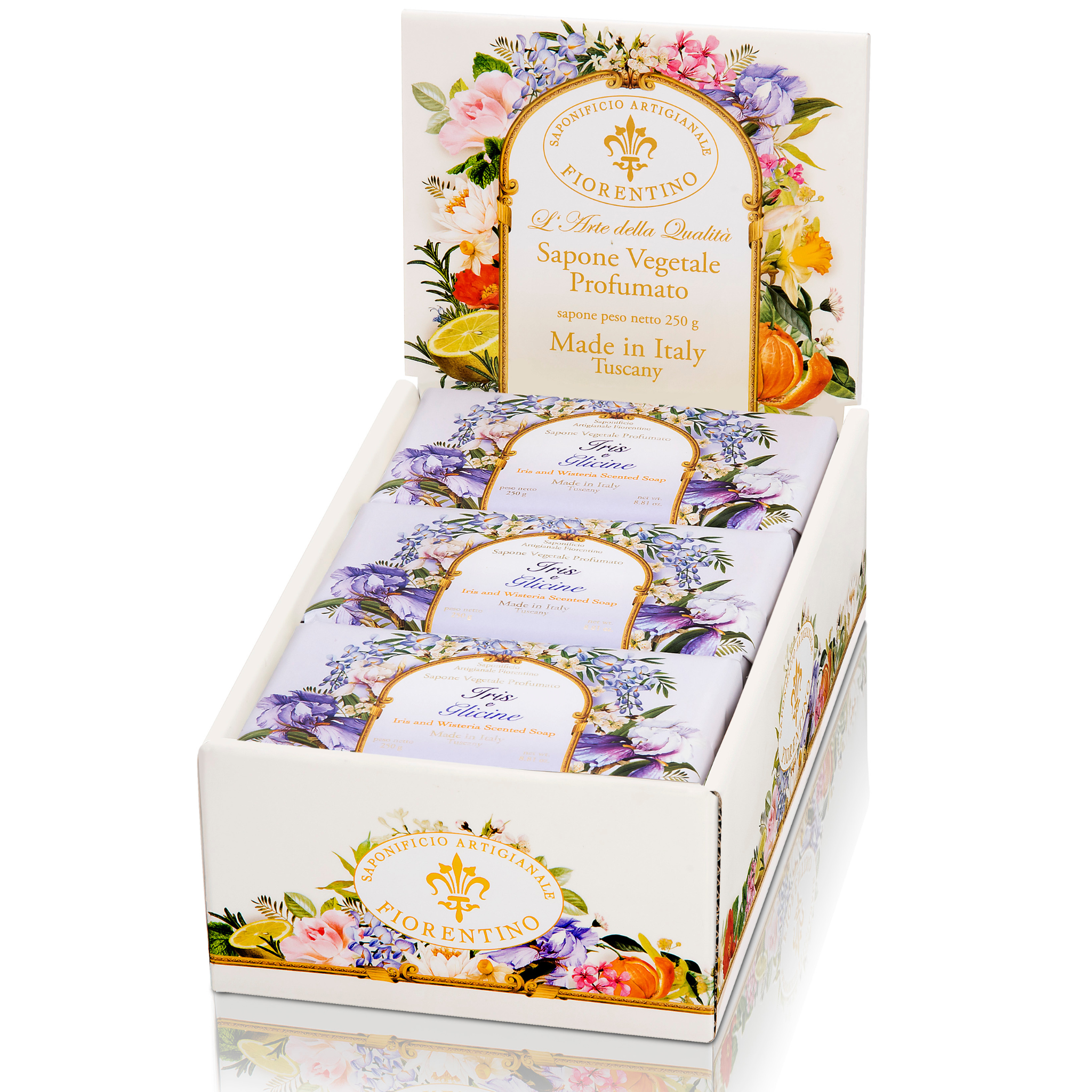 Saponificio Artigianale Fiorentino Iris and Wisteria Bar Soap 6x250g