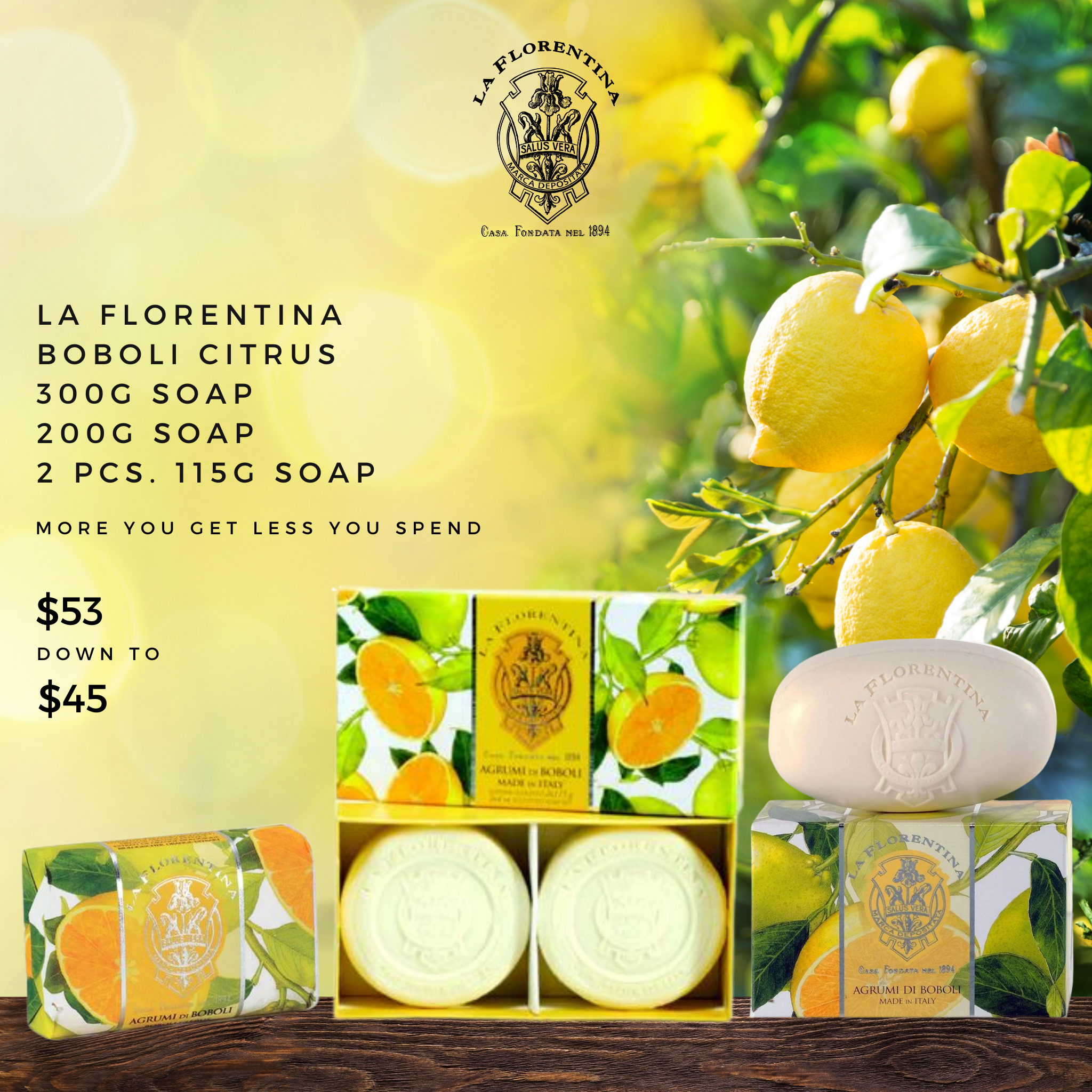 La Florentina Boboli Citrus Soap Bundle