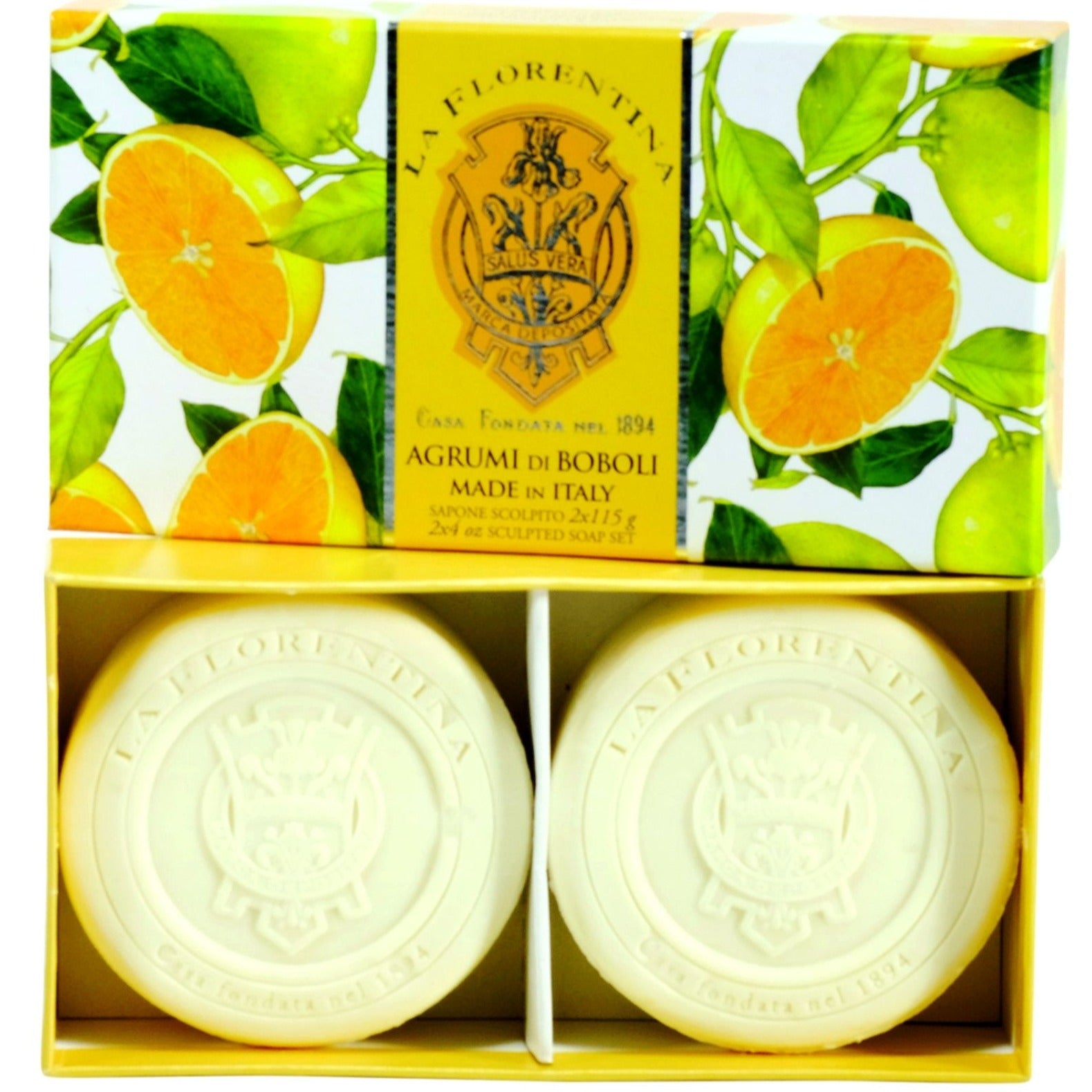 La Florentina Boboli Citrus Italian Soaps Natural Tuscan ingredients2 Bars soap 115g Gift Box