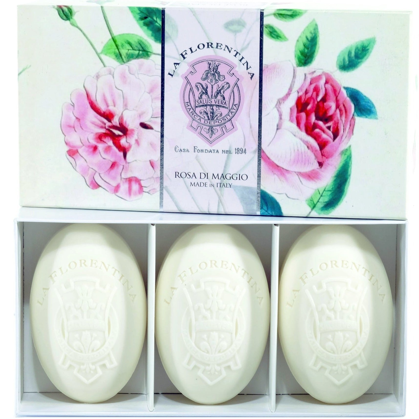 La Florentina Italian Soap Rose of May Natural Tuscan 150g 3 Bars