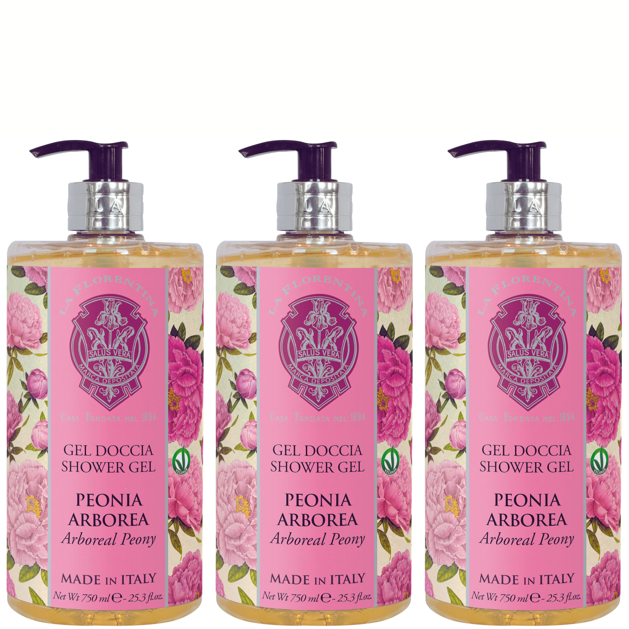 La Florentina Arboreal Peony Shower Gel 750ml Set of 3pcs