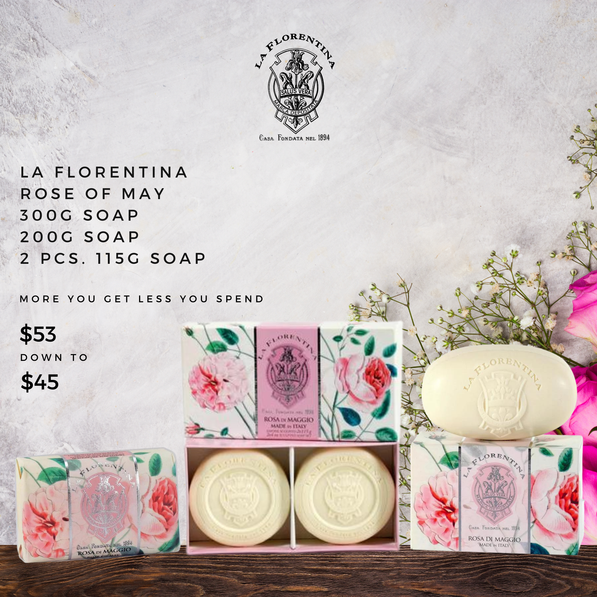 La Florentina Rose of May Soap Bundle