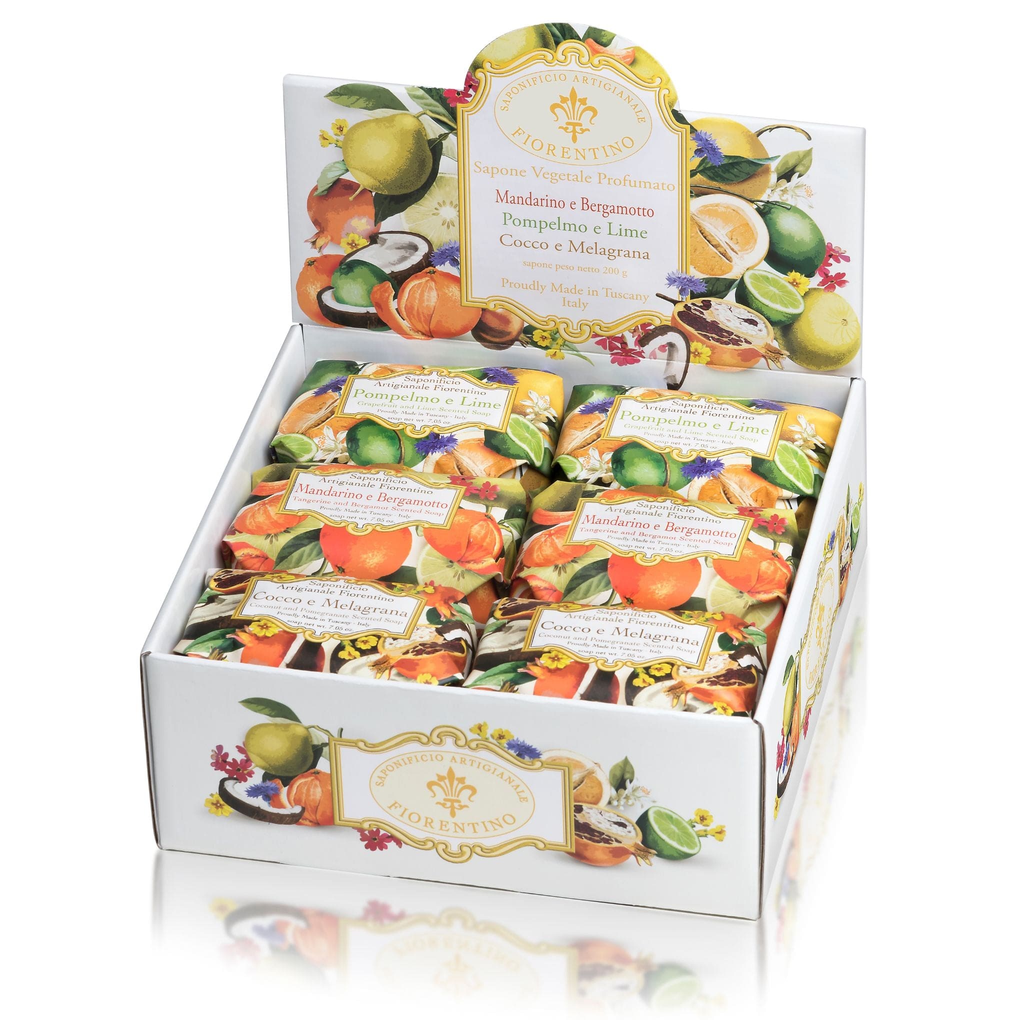 Saponificio Artigianale Fiorentino Tangerine bergamot Grapefruit lime Coconut pomegranate 12pcs