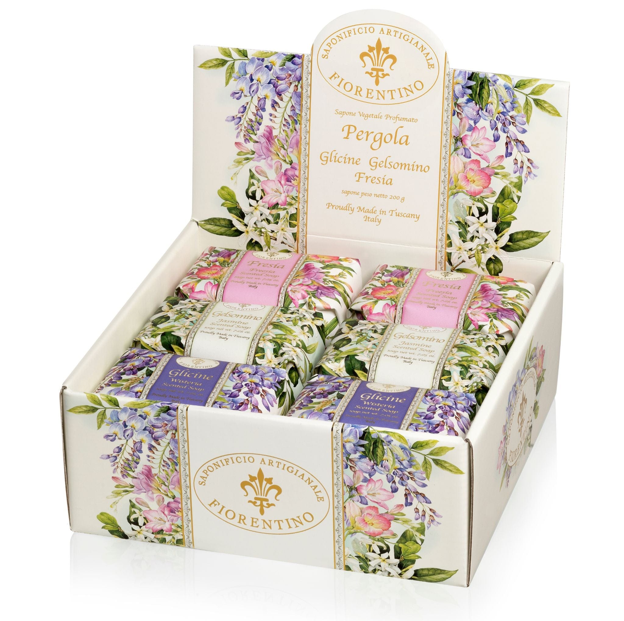 Saponificio Artigianale Fiorentino Wisteria, Freesia and Jasmine Bar Soap 12pcs