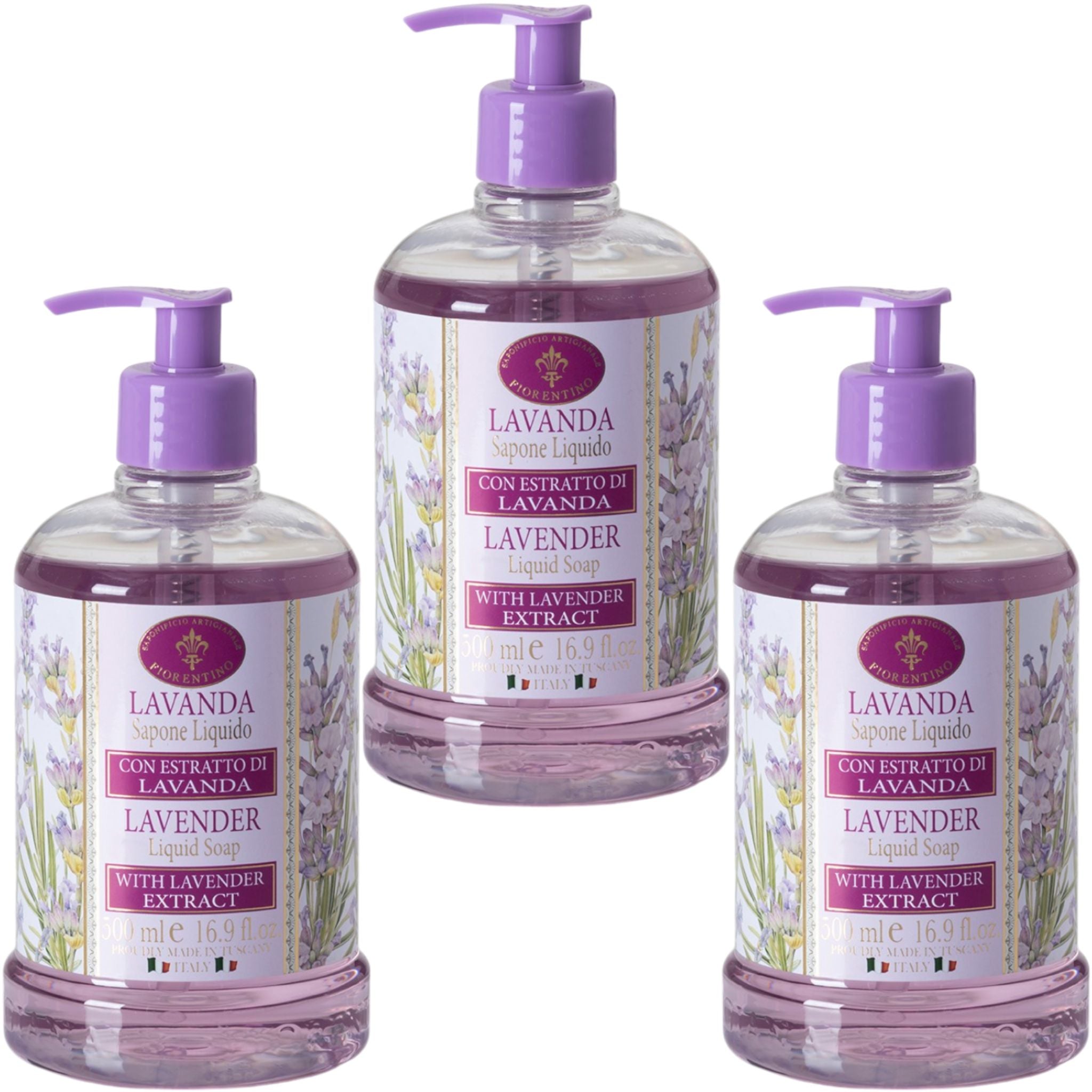 Saponificio Artigianale Fiorentino Lavender Hand Wash Bundle Set 3Pcs