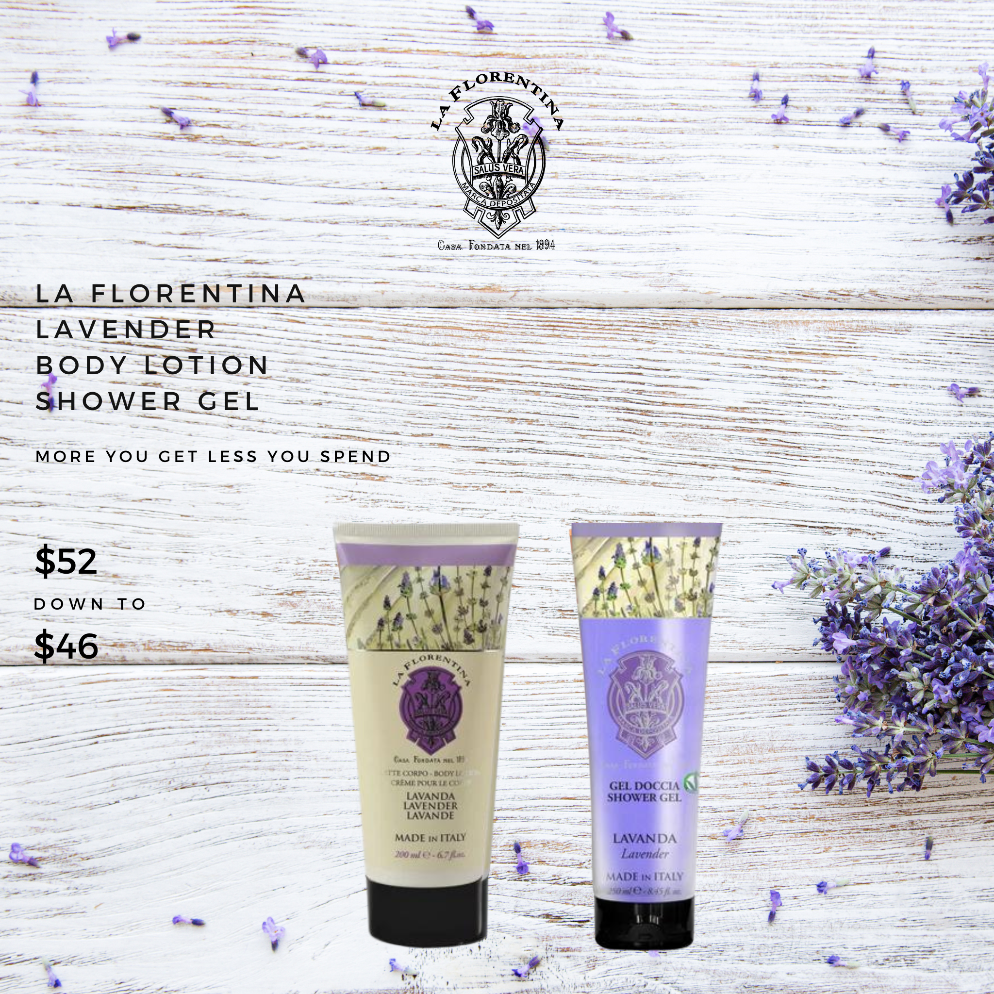 La Florentina Lavender Body Lotion and Shower Gel Set