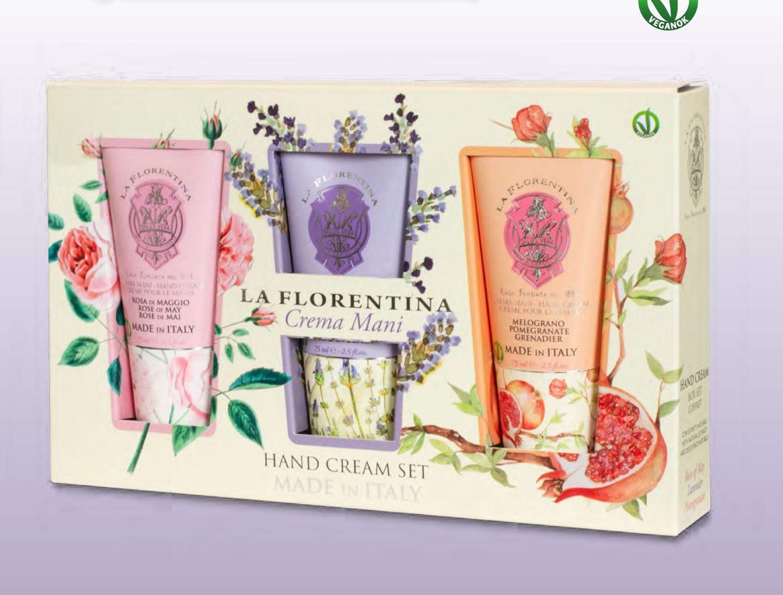 Italian Luxury Group Gift Set Gift Set La Florentina Hand Cream Rose of May Lavender Pomegranate Brand